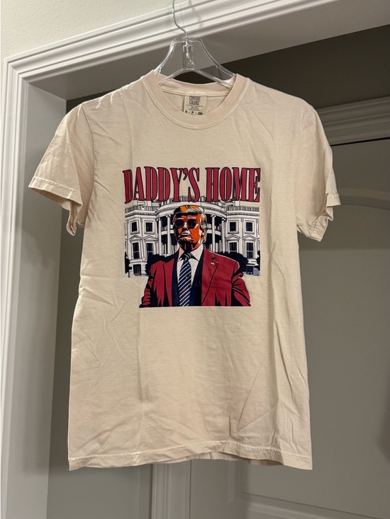 Comfort Colors Tops - Donald Trump MAGA Republican Graphic Tee Bold Pinkish Red Navy White